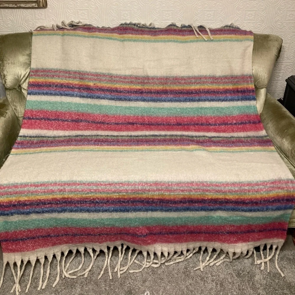 Free People Fringe Throw Blanket Ivory Multi